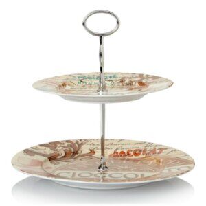 Rosanna Chocolaterie Two-Tiered Tray, Multi - Antique Chocolate labels